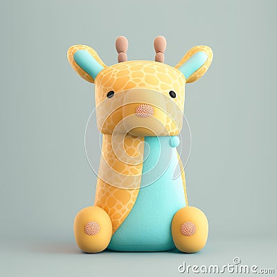 Squishy and Soft: The Perfect Giraffe Plush Toy Cartoon Illustration