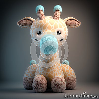 Squishy and Soft: The Perfect Giraffe Plush Toy Cartoon Illustration