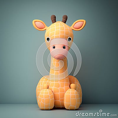 Squishy and Soft: The Perfect Giraffe Plush Toy Cartoon Illustration