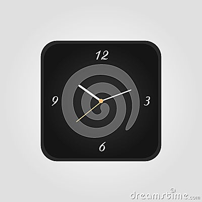 Squre Clock icon in flat style, square timer on white background. Business watch. Vector design element for you project Vector Illustration