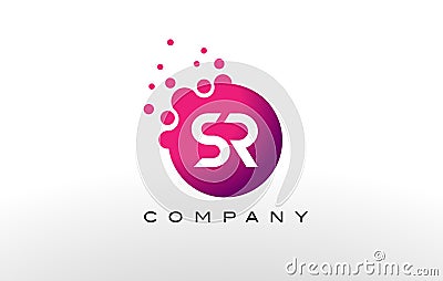 SR Letter Dots Logo Design with Creative Trendy Bubbles. Vector Illustration