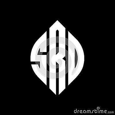 SRD circle letter logo design with circle and ellipse shape. SRD ellipse letters with typographic style. The three initials form a Vector Illustration
