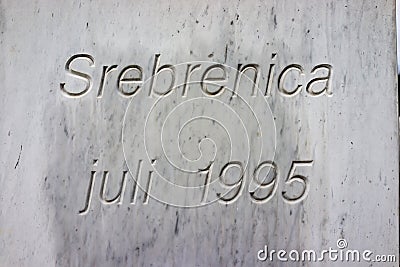 Srebrenica memorial center for war crimes victims commited in war Stock Photo