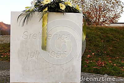 The Srebrenica-Potocari memorial and cemetery for the victims of Editorial Stock Photo