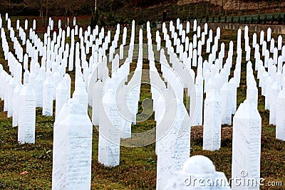 The Srebrenica-Potocari memorial and cemetery for the victims of Editorial Stock Photo