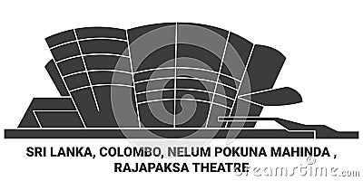 Sri Lanka, Colombo, Nelum Pokuna Mahinda , Rajapaksa Theatre travel landmark vector illustration Vector Illustration