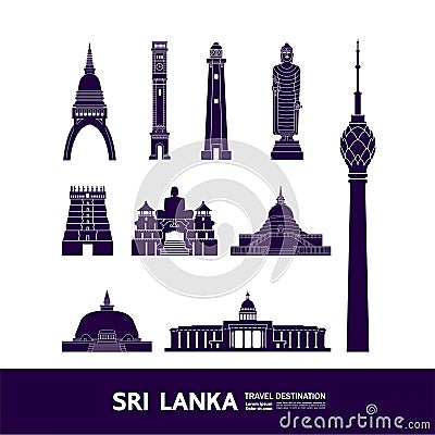Sri Lanka travel destination grand vector illustration. Vector Illustration
