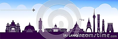 Sri Lanka travel destination grand vector illustration. Vector Illustration