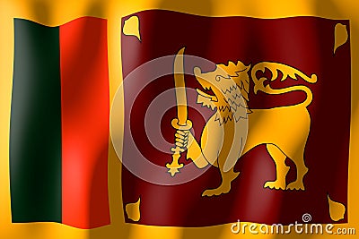 Sri Lanka - waving flag - 3D illustration Cartoon Illustration