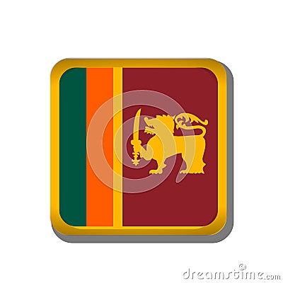 Sri Lanka flag button icon isolated on white background Vector Illustration