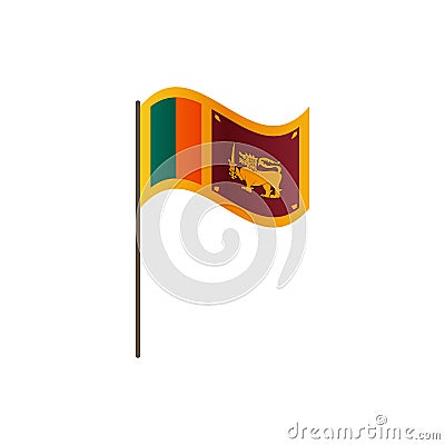 Sri Lanka flag on the flagpole. Official colors and proportion correctly. Waving of Sri Lanka flag on flagpole, vector illustratio Cartoon Illustration