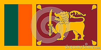 Sri Lanka flag with aspect ratio of 1:2 Cartoon Illustration