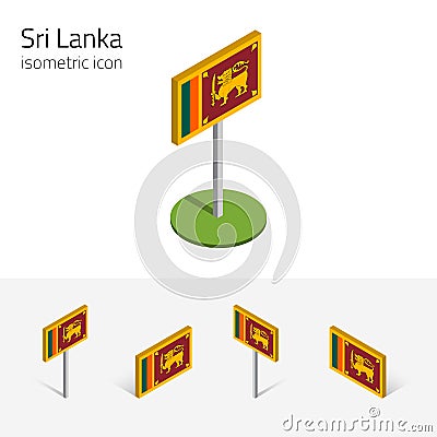 Sri Lanka flag, vector set of 3D isometric flat icons Vector Illustration