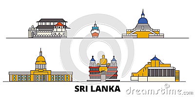 Sri Lanka flat landmarks vector illustration. Sri Lanka line city with famous travel sights, skyline, design. Vector Illustration