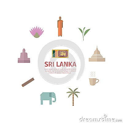 Sri Lanka flat symbols Stock Photo