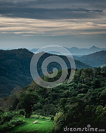 Sri Lanka landscapes nature background. Ella, Sri Lanka. Mountain landscape with clouds Stock Photo