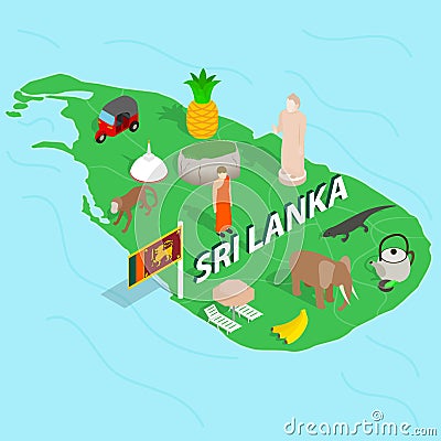 Sri Lanka map concept, isometric 3d style Vector Illustration