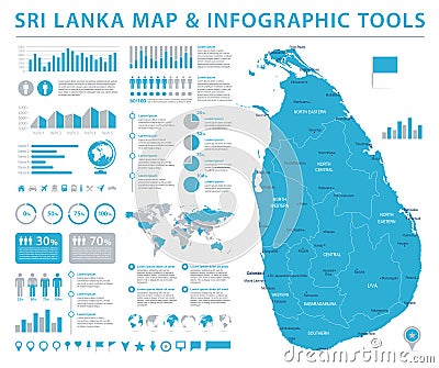 Sri Lanka Map - Info Graphic Vector Illustration Stock Photo