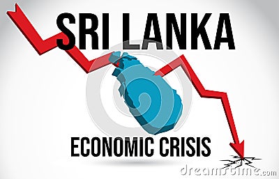 Sri Lanka Map Financial Crisis Economic Collapse Market Crash Global Meltdown Vector Vector Illustration