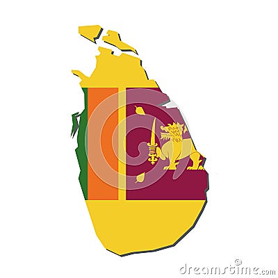 Sri Lanka Map Flag,Sri Lanka Map with Flag Vector Vector Illustration