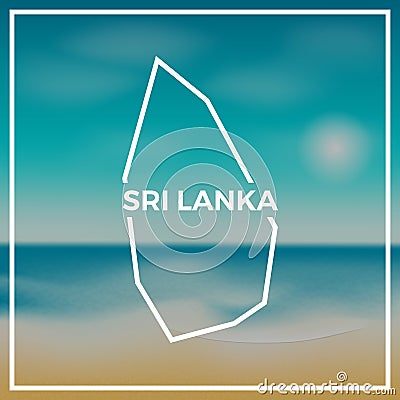 Sri Lanka map rough outline against the backdrop. Vector Illustration