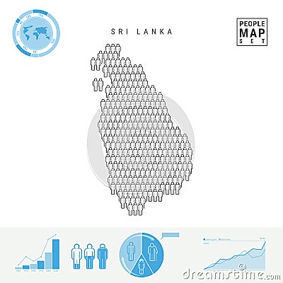 Sri Lanka People Icon Map. Stylized Vector Silhouette of Sri Lanka. Population Growth and Aging Infographics Stock Photo