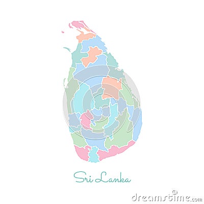 Sri Lanka region map: colorful with white outline. Vector Illustration