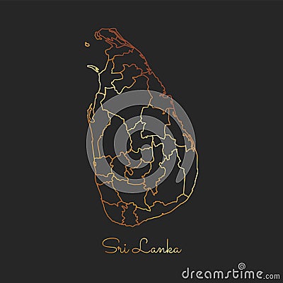 Sri Lanka region map: golden gradient outline on. Vector Illustration