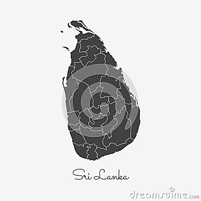 Sri Lanka region map: grey outline on white. Vector Illustration