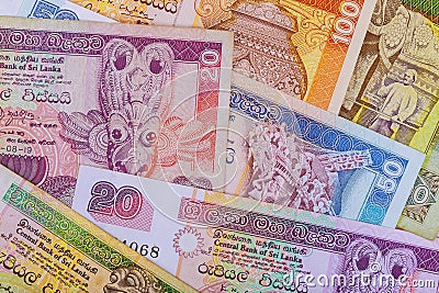 Sri Lanka rupee money from various denominations Stock Photo