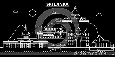 Sri Lanka silhouette skyline, vector city, sri lankan linear architecture, buildings. Sri Lanka line travel illustration Vector Illustration