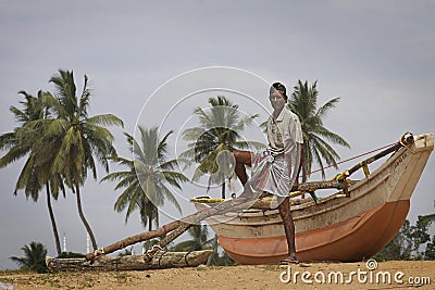 Sri Lanka: Sri Lankan fisherman Editorial Stock Photo