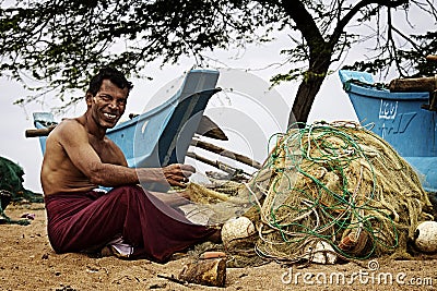 Sri Lanka: Sri Lankan fisherman Editorial Stock Photo