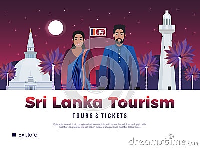 Sri Lanka Tourism Poster Vector Illustration