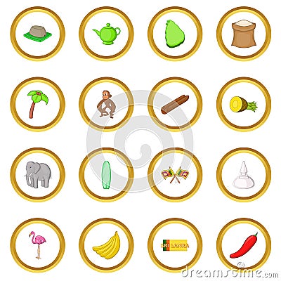Sri Lanka travel icons circle Vector Illustration