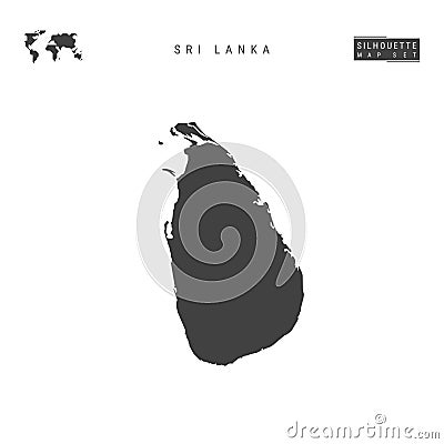 Sri Lanka Vector Map Isolated on White Background. High-Detailed Black Silhouette Map of Sri Lanka Vector Illustration