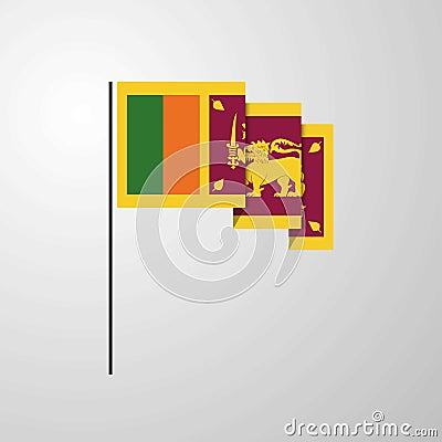 Sri Lanka waving Flag creative background Vector Illustration