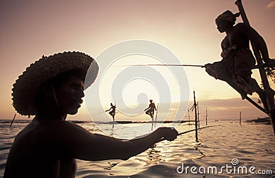 SRI LANKA WELIGAMA FISHERMEN Editorial Stock Photo