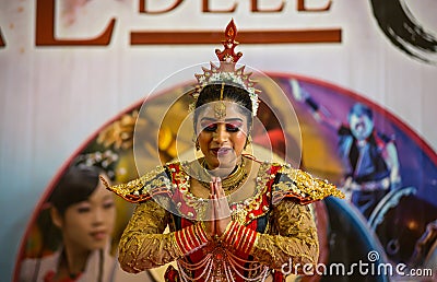 Sri Lanka woman during her performance in the Oriental Festival in Genoa, Italy Editorial Stock Photo