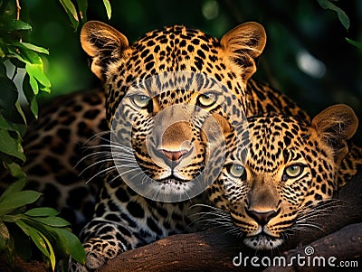 Sri Lankan Beautiful big cat animal or safari wildlife Cartoon Illustration
