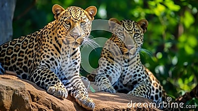 Sri Lankan leopard Panthera pardus kotiya is a leopard subspecies native to Sri Lanka Generative AI Stock Photo