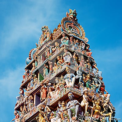 Sri Mariamman Hindu Temple in Singapore. Stock Photo
