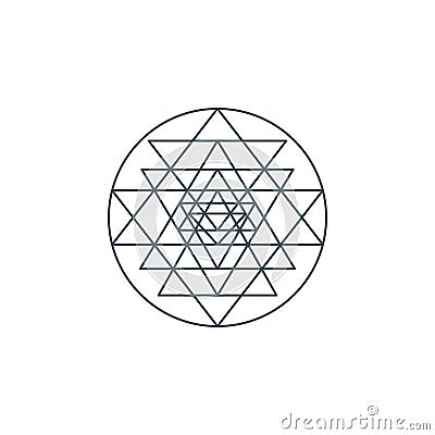 Sri yantra, outline symbol of hindu tantra Vector Illustration