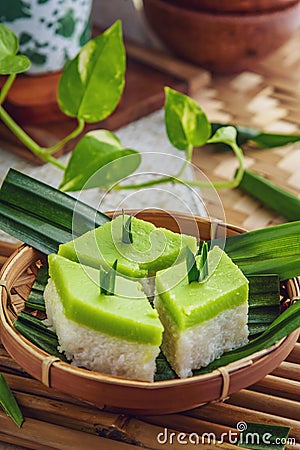 Srikaya Pandan Sticky Rice cake Stock Photo