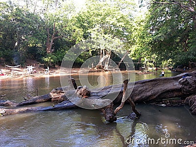 Srilankan beautiful river in Kabilitta Dewalaya Kubukkan oya Stock Photo