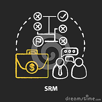 SRM chalk concept icon. Supplier relationship management idea. Planning and managing. Partnership and company management Vector Illustration