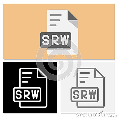 Srw document file format. file type flat icon for innovative digital projects. Can be used for websites, UI and interfaces Vector Illustration