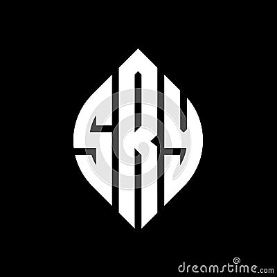 SRY circle letter logo design with circle and ellipse shape. SRY ellipse letters with typographic style. The three initials form a Vector Illustration