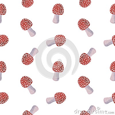 Seamless background from mushrooms fly agaric Stock Photo