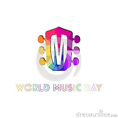 Modern Colorful Guitar World Music Day Logo Design Vector Illustration